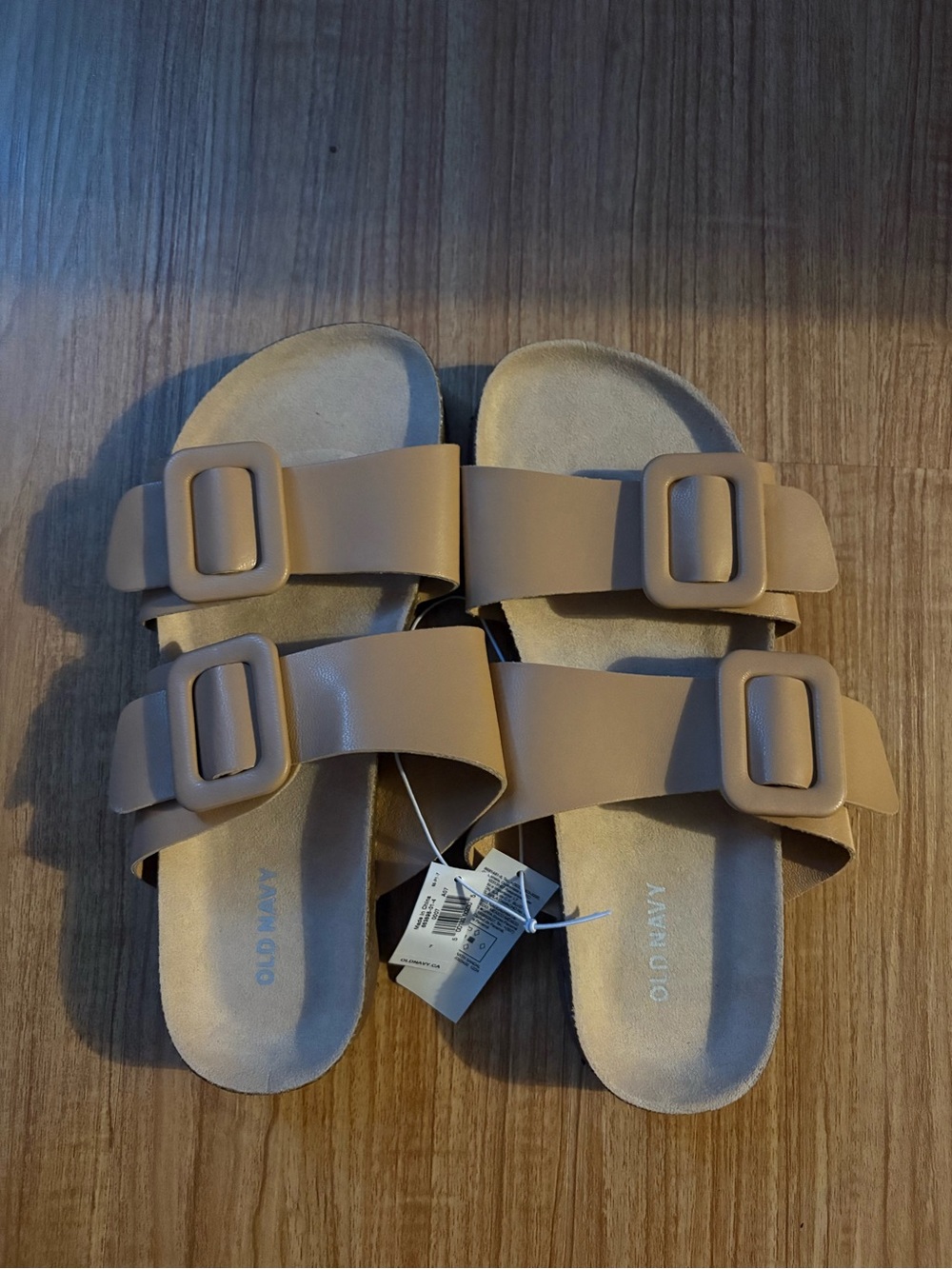 Old Navy Tan Double-Buckle Slide Sandals